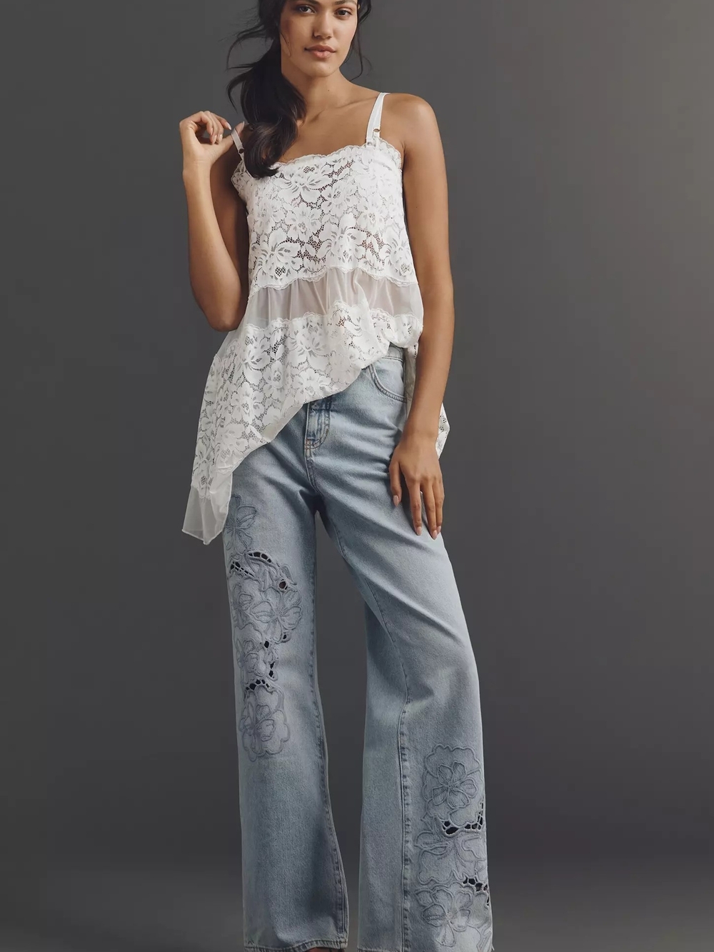 Austyn High-Rise Wide-Leg Embroidered Jeans by Pilcro